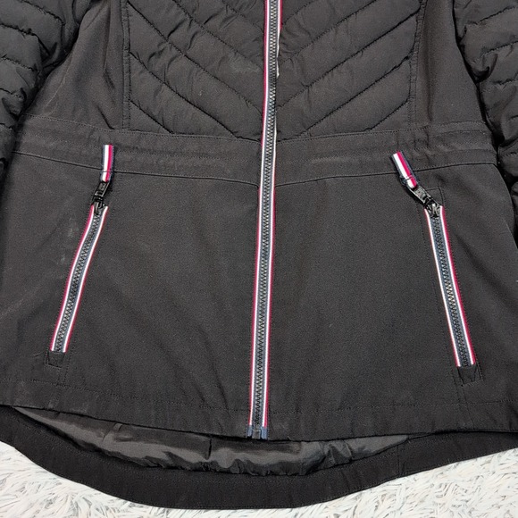 Tommy‎ Hilfiger Jacket Womens M Black Hood Zip Up Gorpcore Pockets Puffer Logo - Picture 8 of 12
